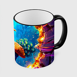 Кружка 3D Павлинчик, цвет: 3D-черный кант