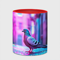 Кружка 3D Голубь в ярком городе, цвет: 3D-белый + красный — фото 2
