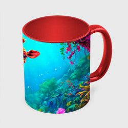 Кружка цветная Жираф в сказачном лесу