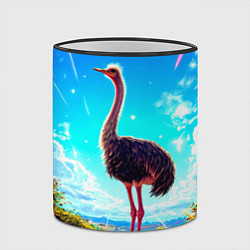 Кружка 3D Страус в пещере, цвет: 3D-черный кант — фото 2