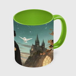 Кружка 3D Гарри Поттер и белая сова, цвет: 3D-белый + светло-зеленый
