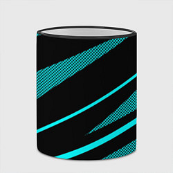 Кружка 3D Чёрный с голубым полосы текстура, цвет: 3D-черный кант — фото 2