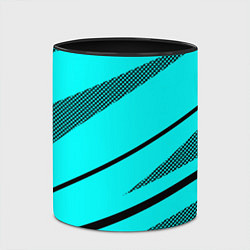 Кружка 3D Неоновый голубой с чёрным абстракция с полосой, цвет: 3D-белый + черный — фото 2