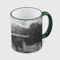 Кружка 3D SsangYong - grey gradient по-горизонтали, цвет: 3D-зеленый кант