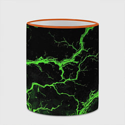 Кружка 3D Зеленая молния разлома, цвет: 3D-оранжевый кант — фото 2