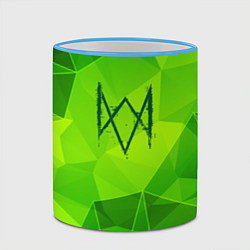 Кружка 3D Watch Dogs green poly, цвет: 3D-небесно-голубой кант — фото 2