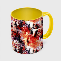 Кружка 3D Огненные перья, цвет: 3D-белый + желтый