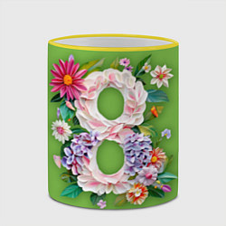 Кружка 3D Цветы - 8 марта, цвет: 3D-желтый кант — фото 2