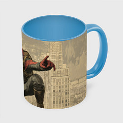 Кружка 3D Человек-паук готов спасать мир, цвет: 3D-белый + небесно-голубой