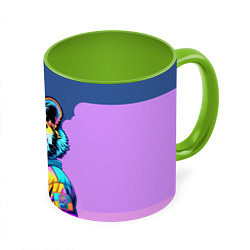 Кружка 3D Cool tiger cub - pop art, цвет: 3D-белый + светло-зеленый