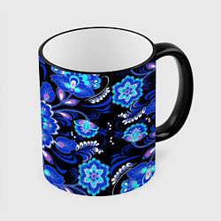 Кружка цветная Хохлома негатив