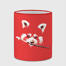 Кружка 3D Красная панда с кисточкой в зубах, цвет: 3D-красный кант — фото 2