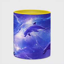 Кружка 3D Дельфины в волшебном море паттерн, цвет: 3D-белый + желтый — фото 2