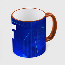 Кружка 3D Minecraft blue poly, цвет: 3D-оранжевый кант