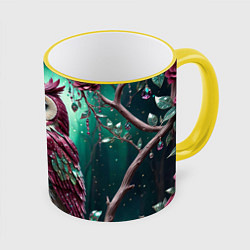 Кружка цветная Волшебная сова в самоцветном лесу