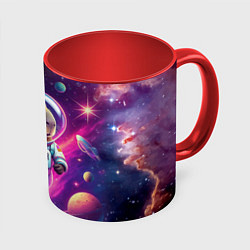 Кружка цветная Космонавт капибара в неоновом космосе