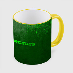 Кружка 3D Mercedes - green gradient по-горизонтали, цвет: 3D-желтый кант