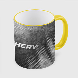 Кружка 3D Chery - grey gradient по-горизонтали, цвет: 3D-желтый кант
