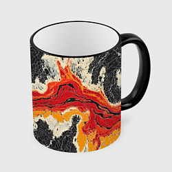 Кружка 3D Красно-черная потертая текстура, цвет: 3D-черный кант