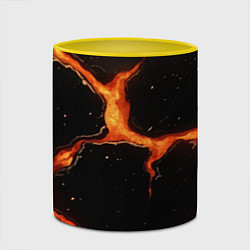 Кружка 3D Оранжевый разлом на черной текстуре, цвет: 3D-белый + желтый — фото 2