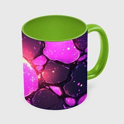 Кружка 3D Розовая текстура разлом плит, цвет: 3D-белый + светло-зеленый