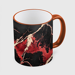 Кружка 3D Красно-черная потертая текстура, цвет: 3D-оранжевый кант