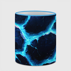 Кружка 3D Голубая потертая текстура с разломом, цвет: 3D-небесно-голубой кант — фото 2