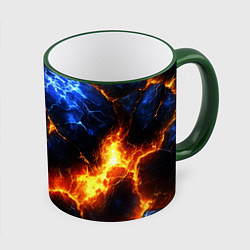 Кружка 3D Лада и лед в разломе плит, цвет: 3D-зеленый кант