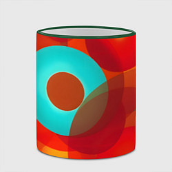 Кружка 3D Оптическая абстракция с кругами, цвет: 3D-зеленый кант — фото 2