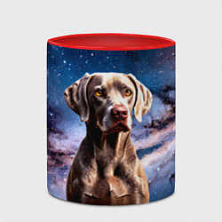 Кружка 3D Веймаранер в космосе, цвет: 3D-белый + красный — фото 2