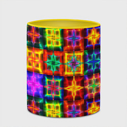 Кружка 3D Неоновое стекло абстракция, цвет: 3D-белый + желтый — фото 2
