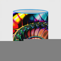 Кружка 3D Фрактальный узор неоновый, цвет: 3D-небесно-голубой кант — фото 2