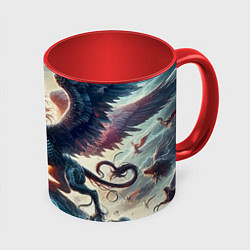 Кружка 3D Пегас тёмных сил - нейроарт, цвет: 3D-белый + красный