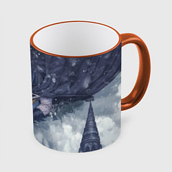 Кружка цветная Бэтмен на фоне снегопада