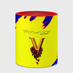 Кружка 3D Cyberpunk краски неоновые, цвет: 3D-белый + красный — фото 2