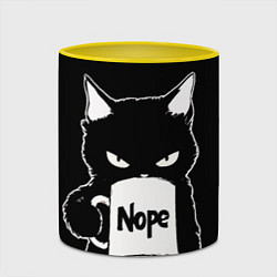 Кружка 3D Angry black cat nope, цвет: 3D-белый + желтый — фото 2