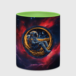 Кружка 3D Космонавт сидит в луне, цвет: 3D-белый + светло-зеленый — фото 2
