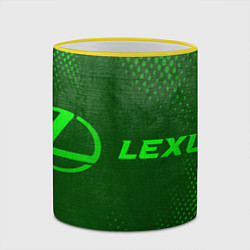 Кружка 3D Lexus - green gradient по-горизонтали, цвет: 3D-желтый кант — фото 2