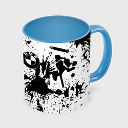 Кружка цветная BMW черно белые краски