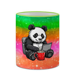 Кружка 3D Панда с кофе за ноутом, цвет: 3D-светло-зеленый кант — фото 2