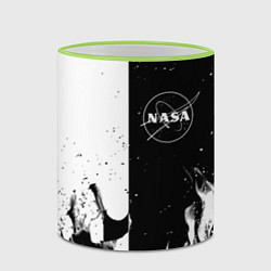 Кружка 3D Nasa черно белый огонь, цвет: 3D-светло-зеленый кант — фото 2