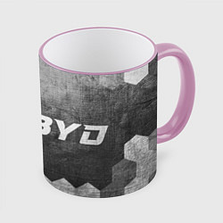 Кружка 3D BYD - grey gradient по-горизонтали, цвет: 3D-розовый кант