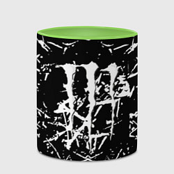 Кружка 3D Monster energy белые штрихи краско, цвет: 3D-белый + светло-зеленый — фото 2