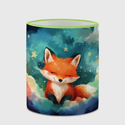 Кружка 3D Лисенок на облаках, цвет: 3D-светло-зеленый кант — фото 2