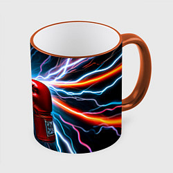 Кружка цветная Бойцовские перчатки и молнии