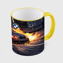 Кружка 3D BMW максимальная скорость, цвет: 3D-желтый кант