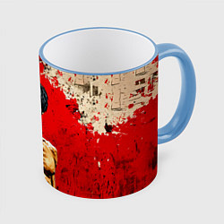 Кружка цветная Брюс Ли на красном