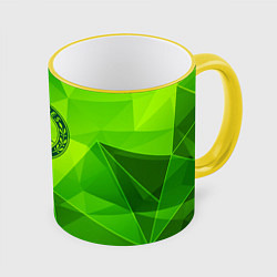 Кружка 3D Mercedes green poly, цвет: 3D-желтый кант