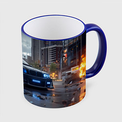 Кружка цветная BMW синие фары дождливая погода
