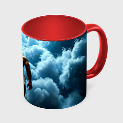 Кружка 3D Мухаммед Али в синем дыму, цвет: 3D-белый + красный